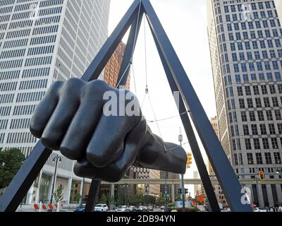 Monument à Joe Louis, Detroit, Michigan, États-Unis Banque D'Images