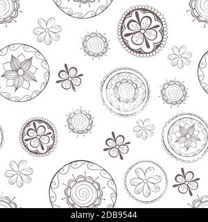 Motif sans couture avec fleurs en cercles. Illustration de Vecteur