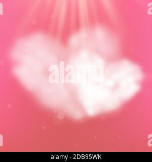 Nuages en forme de coeur sur ciel rose clair pour la Saint Valentin heureux ou concept de mariage et l'espace de copie. Fichier vectoriel EPS 10 inclus Banque D'Images