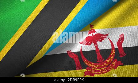 Tanzanie et Brunei deux drapeaux tissu textile Banque D'Images