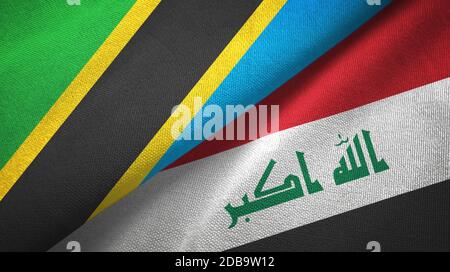 Tanzanie et Irak deux drapeaux tissu textile Banque D'Images