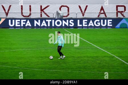 (201117) -- SPLIT, 17 novembre 2020 (Xinhua) -- Cristiano Ronaldo du Portugal s'entraîne avant le match de groupe de l'UEFA Nations League contre la Croatie au stade Poljud de Split, en Croatie, le 16 novembre 2020. (Milan SABIC/Pixsell via Xinhua) Banque D'Images