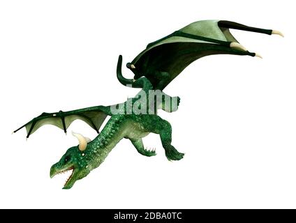 Le rendu 3D d'un dragon fantasy isolé sur fond blanc Banque D'Images