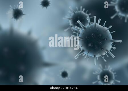 Illustration du coronavirus ou du covid 19 cellules pour le graphique d'informations médicales. La pandémie de coronavirus est en cours de pandémie de coronavirus 2019 et 2020 Banque D'Images