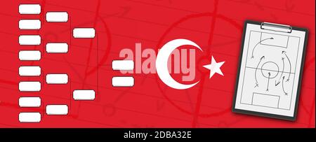 Tablette de sport avec des tactiques de football sur le jeu - illustration Banque D'Images