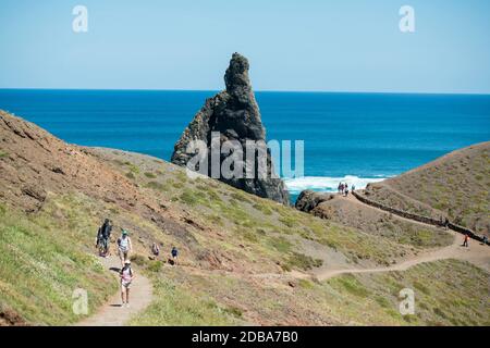 Le paysage du Ponta de Sao lourenco près de la ville de Canical sur la côte à l'est de Madère sur l'île de Madère du Portugal. Portugal, Madeir Banque D'Images