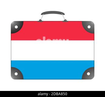 Drapeau du Luxembourg sous forme de valise de voyage sur fond blanc - illustration Banque D'Images