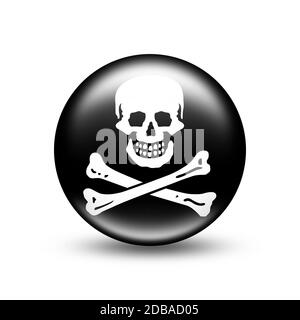 Drapeau de pays Jolly Roger dans un cercle avec ombre blanche - illustration Banque D'Images