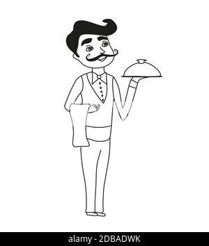 Serveur - funny Cartoon illustration doodle Banque D'Images