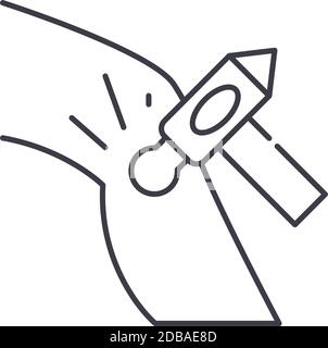 Test de l'icône du système nerveux, illustration isolée linéaire, vecteur ligne mince, signe de conception de Web, symbole de concept de contour avec trait modifiable sur blanc Illustration de Vecteur