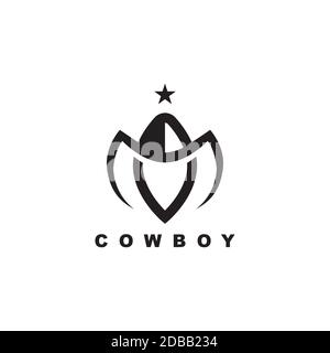 Modèle vectoriel de design de logo de cowboy Illustration de Vecteur