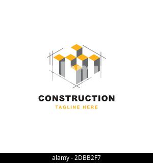 Modèle vectoriel de symbole de conception de logo de construction.icône d'illustration d'architecte Illustration de Vecteur