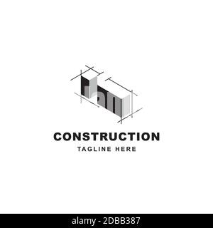Logo de construction avec icône en forme de lettre I. Lettre initiale I sur le symbole du bâtiment Illustration de Vecteur