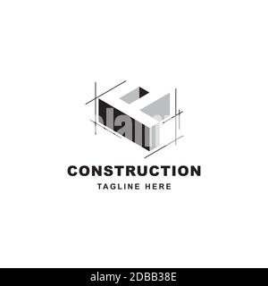 Logo de construction avec icône en forme de P. Lettre P initiale sur le symbole du bâtiment Illustration de Vecteur