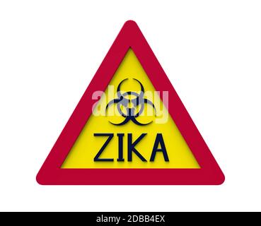 Zika danger biologique isolé sur blanc le rendu 3D Banque D'Images