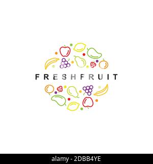 Modèle vectoriel de conception de logo de fruits frais .symbole d'aliments biologiques sains Illustration de Vecteur