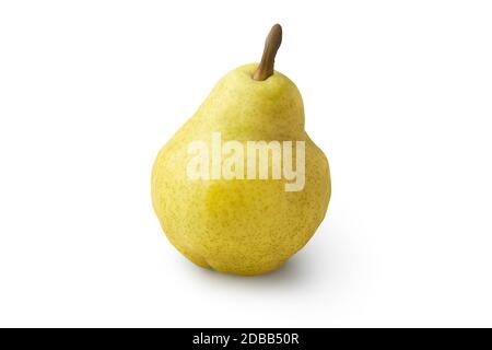 Fruits de poire jaune mûrs, juteux, isolés sur un fond blanc avec ombre, netteté. Le désir de prendre et de manger une poire fraîche prête à manger. Banque D'Images