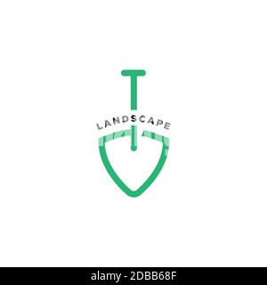 Modèle de vecteur d'illustration du symbole de pelle.conception du logo Landscaping Illustration de Vecteur