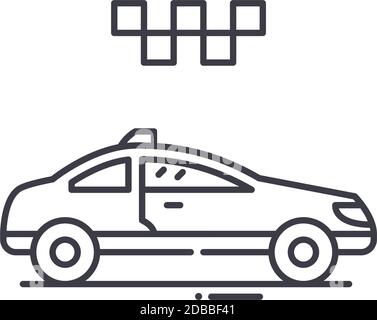 Icône de concept de taxi, illustration isolée linéaire, vecteur de ligne mince, signe de conception Web, symbole de concept de contour avec contour modifiable sur fond blanc. Illustration de Vecteur