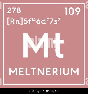 Meltnerium. Métaux de transition. Élément chimique du tableau périodique de Mendeleev. Meltnerium en cube carré concept créatif. Illustration 3D. Banque D'Images