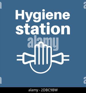 Symbole de station d'hygiène des mains, illustration vectorielle, isolé sur fond bleu EPS10 Illustration de Vecteur