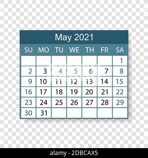 Calendrier 2021. Mai. La semaine commence le dimanche. Illustration vectorielle Banque D'Images