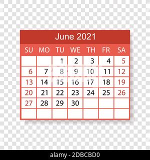 Calendrier 2021. Juin. La semaine commence le dimanche. Illustration vectorielle Banque D'Images