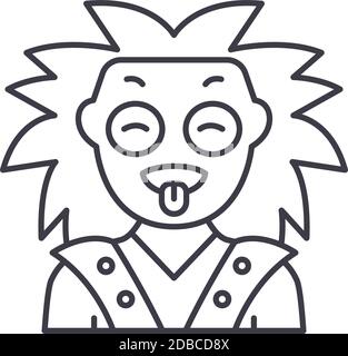 Icône de musique Rockstar, illustration isolée linéaire, vecteur de ligne mince, signe de web design, symbole de concept de contour avec trait modifiable sur fond blanc. Illustration de Vecteur