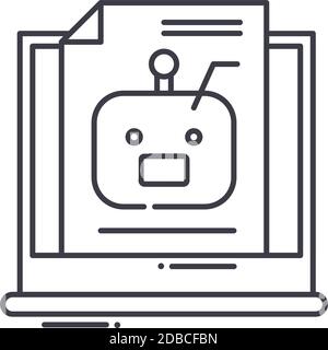 Icône de scripts robotiques, illustration isolée linéaire, vecteur de ligne mince, signe de conception Web, symbole de concept de contour avec contour modifiable sur fond blanc Illustration de Vecteur