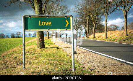 Plaque de Rue le sens moyen de l'amour Banque D'Images