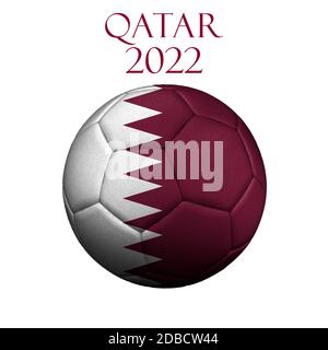 Le drapeau du Qatar est représenté sur une balle de football Banque D'Images