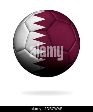 Le drapeau du Qatar est représenté sur une balle de football Banque D'Images