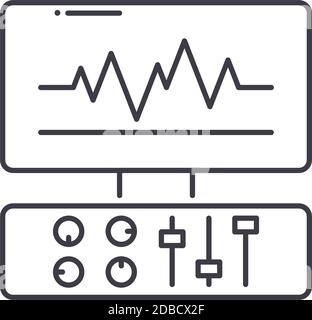 Icône d'enregistrement, illustration isolée linéaire, vecteur de ligne mince, signe de conception Web, symbole de concept de contour avec contour modifiable sur fond blanc. Illustration de Vecteur