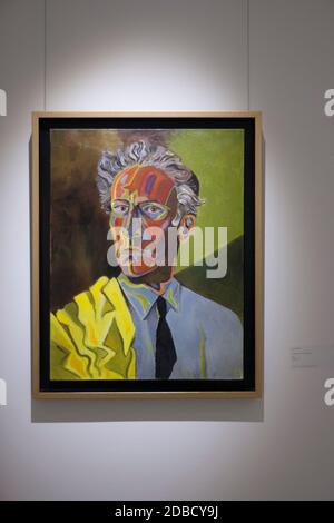 Œuvres de la collection du Musée Jean Cocteau Severin Wunderman. Cocteau : autoportrait avec la veste jaune 1952. Banque D'Images