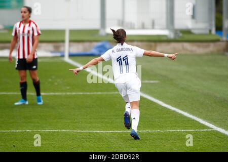 Marta Cardona du Real Madrid célèbre un but lors du championnat d'Espagne féminin #039, Primera Iberdrola football Match b / LM Banque D'Images