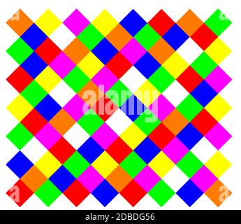 Un édredon en patchwork fait de carrés de couleur. Banque D'Images