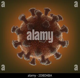 Virus conceptuel avec masque inclus. Structure d'un virus. Covid-19, coronavirus, illustration 3D. Banque D'Images