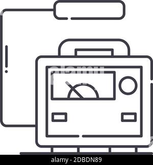 Icône du scanner de rayonnement, illustration isolée linéaire, vecteur ligne mince, symbole de conception Web, symbole de concept de contour avec contour modifiable sur blanc Illustration de Vecteur