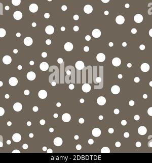 Motif à pois sans couture. Point de Polka blanc sur fond gris beige. Illustration vectorielle. Motif graphique monochrome minimaliste. Fond d'écran, fu Banque D'Images