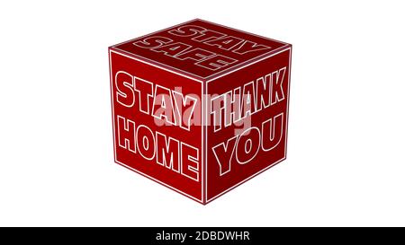 RESTEZ À LA MAISON - MERCI - lettrage sur cube rouge Banque D'Images