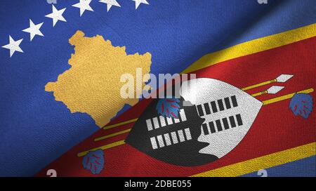 Kosovo et eSwatini Swaziland deux drapeaux tissu textile Banque D'Images