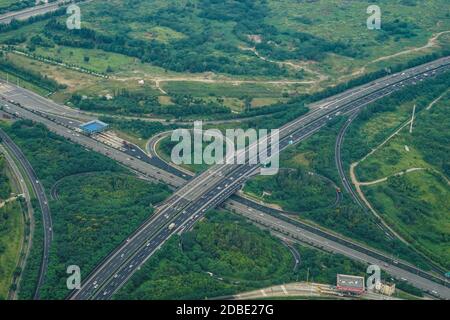 Intersection en trois dimensions de l'autoroute (Chengdu, Chine). Lieu de tournage : Chengdu Banque D'Images
