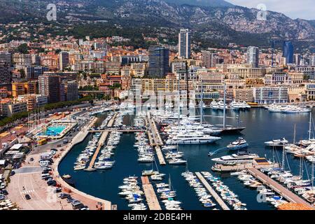 Belle vue panoramique sur Monte Carlo, Monaco, Côte d'Azur, Europe Banque D'Images