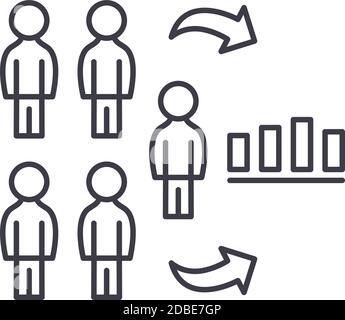 Icône de recherche quantitative, illustration linéaire isolée, vecteur de ligne mince, signe de conception Web, symbole de concept de contour avec contour modifiable sur blanc Illustration de Vecteur