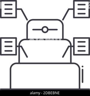 Icône de graphique pyramidal, illustration linéaire isolée, vecteur de ligne mince, signe de conception web, symbole de concept de contour avec contour modifiable sur fond blanc. Illustration de Vecteur