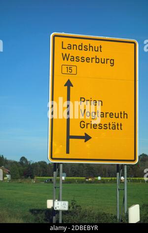 Autoroute fédérale sortie Vogtareuth, Landshut, Wasserburg Banque D'Images