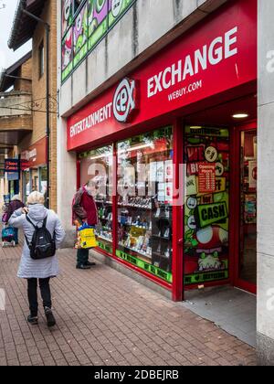 MAGASIN CEX. Cex Shop à Cambridge - cex a été fondé à Londres en 1992 et achète, vend et échange une gamme de produits technologiques et de divertissement. Banque D'Images