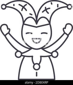 Icône Jester, illustration isolée linéaire, vecteur ligne mince, signe de conception Web, symbole de concept de contour avec contour modifiable sur fond blanc. Illustration de Vecteur