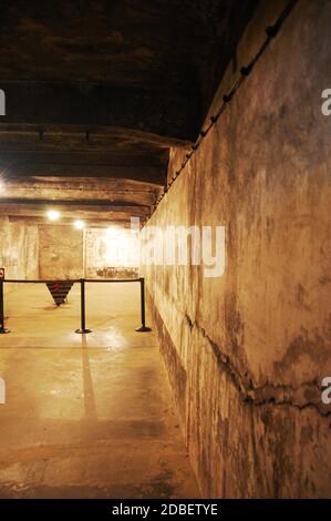 Intérieur des chambres à gaz du camp de concentration d'Auschwitz Banque D'Images