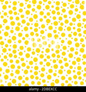 Peinture jaune vif Vichy texturé vecteur cercles fond sans couture motif. Taches texturales peintes bio sur fond blanc. Lancé au hasard Illustration de Vecteur